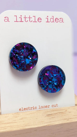 A little idea Sparkle Circle Studs - blue/purple - Shells Cafe | Shells Little Shop