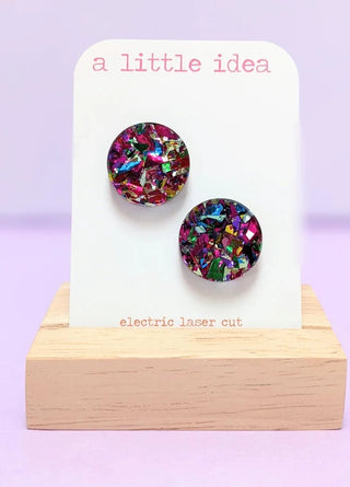 A little idea Sparkle Circle Studs - Multicolour - Shells Cafe | Shells Little Shop