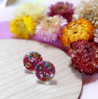 A little idea Sparkle Circle Studs - Multicolour - Shells Cafe | Shells Little Shop