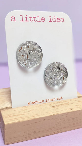 A little idea Sparkle Circle Studs - Silver - Shells Cafe | Shells Little Shop