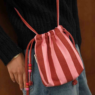 BILLIE BAG STRIPES BRICK / PINK - Shells Cafe | Shells Little Shop