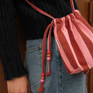 BILLIE BAG STRIPES BRICK / PINK - Shells Cafe | Shells Little Shop