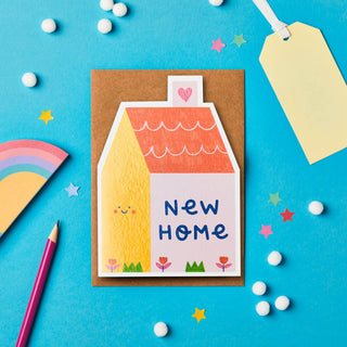 Bright New Home Card | Die-cut New Home Card: Celo bags - Shells Cafe | Shells Little Shop