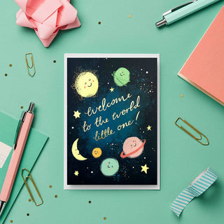 Welcome Little One New Baby Card | Gold Foil Luxury Card: Celo Bags
