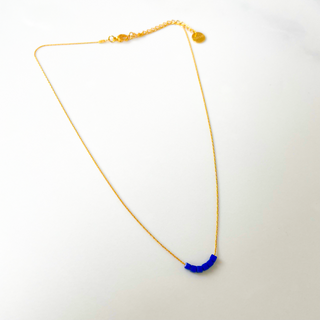 Litchi -Necklace Simply Square Blue