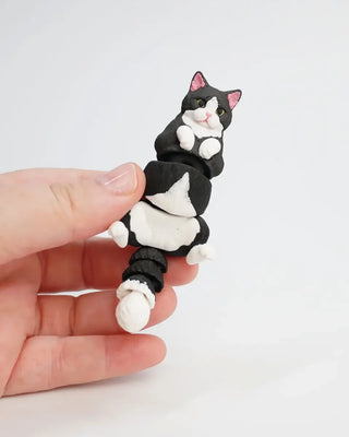 Black and White Tuxedo Cat On Back Articulated Fidget Toy