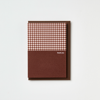 Burgundy Gingham thank you card