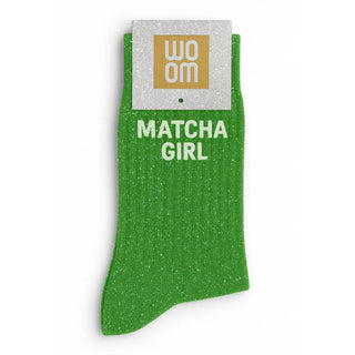 "Matcha Girl" Message Glitter Socks - Matcha