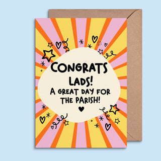 Greeting Card - Wedding -  Irish Congrats Lads Parish Bright