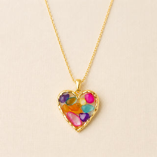 Gold Whimsical Meadow Heart Necklace