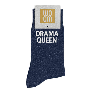 "Drama Queen" Navy Glitter Socks