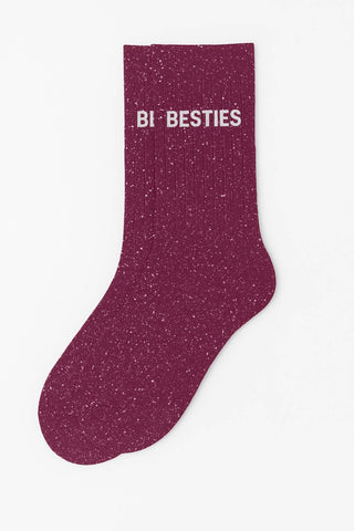 "Besties" Message Glitter Socks Purple