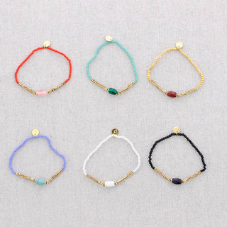 Elastic Steel Bracelet with Stones: Orange - Shells Cafe | Shells Little Shop
