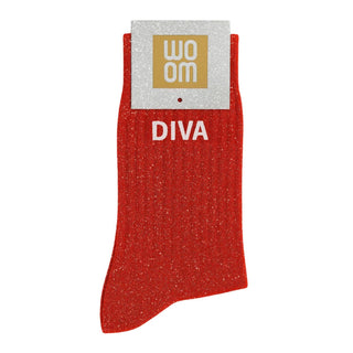 "Diva" Message Glitter Socks Red