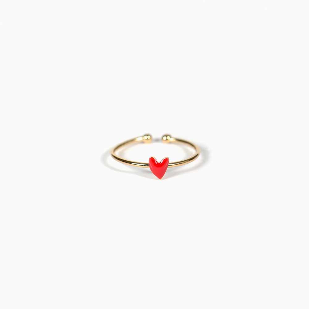 Poppy Red Heart Ring