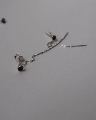 Lines & Current 'Mona' Thread Earrings - Silver