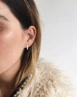 Lines and Current - Bar Earrings Silver