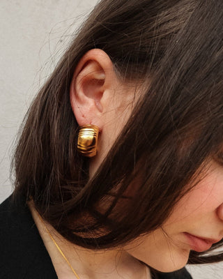 Lines & Current 'Impression' Chunky Hoop Earrings - Gold plated
