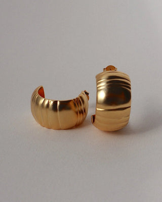 Lines & Current 'Impression' Chunky Hoop Earrings - Gold plated