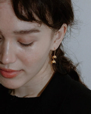 Lines and Current - 'Petra' Double Drop Earrings Gold Plated - Shells Cafe | Shells Little Shop