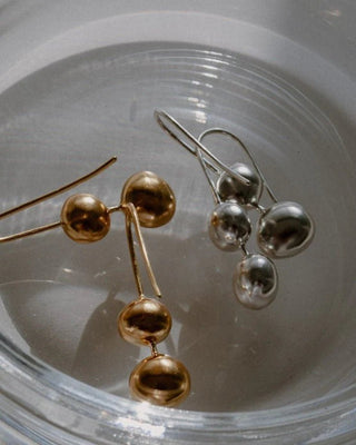 Lines and Current - 'Petra' Double Drop Earrings Gold Plated - Shells Cafe | Shells Little Shop