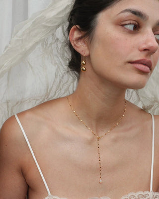 Lines and Current - 'Petra' Double Drop Earrings Gold Plated - Shells Cafe | Shells Little Shop
