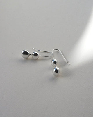 Lines and Current - 'Petra' Double Drop Earrings Silver - Shells Cafe | Shells Little Shop