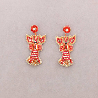 Lobster Beaded Drop Earrings: Combinado 1 - Shells Cafe | Shells Little Shop
