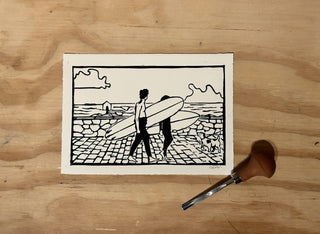 OBAW studio - Surfing in Strandhill print - Shells Cafe | Shells Little Shop