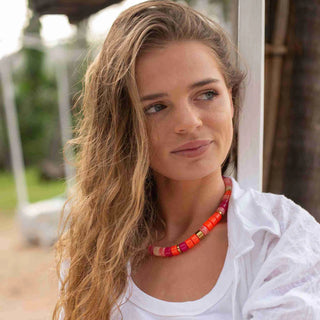 Parabaya Praia Laranja-Mix Necklace - Shells Cafe | Shells Little Shop