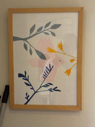Pink Bird print, framed at Image Framers - Shells Cafe | Shells Little Shop
