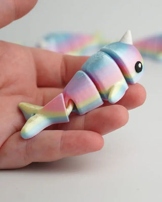 Rainbow Narwhal Articulated Fidget Toy - Shells Cafe | Shells Little Shop