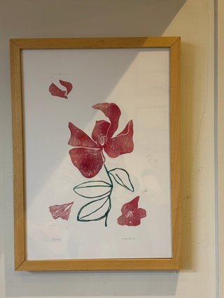 Red Flower Print, framed at Image Framers - Shells Cafe | Shells Little Shop