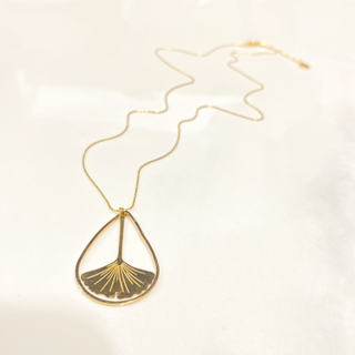 Litchi - Gingko Drop Necklace