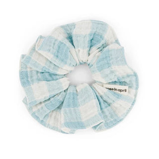 Scrunchie Blue Gingham Check - Shells Cafe | Shells Little Shop