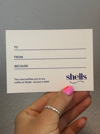 Shells - I love you a Latte card! - Shells Cafe | Shells Little Shop