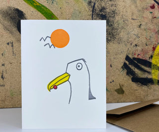 The Pear in Paper - Herring gull - Linoprint / Letterpress - Shells Cafe | Shells Little Shop