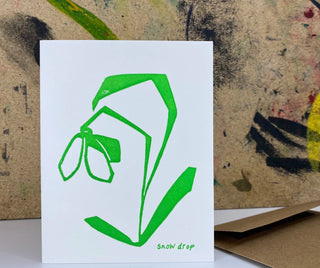 The Pear in Paper - Snowdrop - Linoprint / Letterpress - Shells Cafe | Shells Little Shop