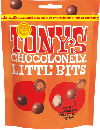 Tony's Chocolonely Littl’ Bits Milk Caramel Sea Salt Biscuit - Shells Cafe | Shells Little Shop