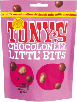 Tony's Chocolonely Littl’ Bits Milk Marshmallow & Biscuit mix - Shells Cafe | Shells Little Shop